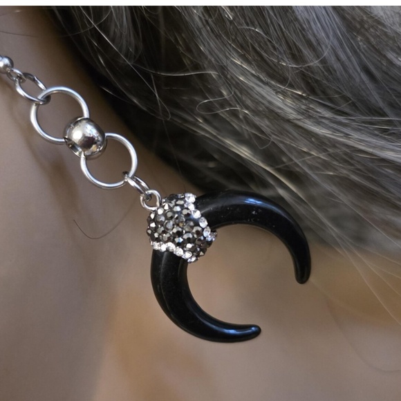 NEW!  Double Horn Moon Witchy Funky Dangle Earrings - Picture 3 of 8